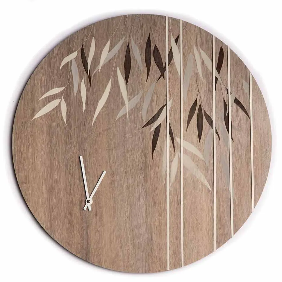 Orologio da Parete in Legno Rovere o Lavagna Inciso a Laser Design Tondo - Kanno