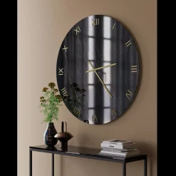 Orologio da Parete in Vetro Effetto Marmo Black Gold con Lancette in Ottone - Cortex