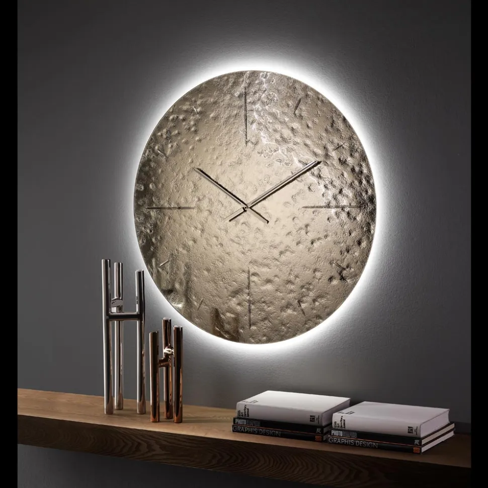 Orologio da Parete in Vetro Fuso Ondulato con Lancette in Ottone - Radia