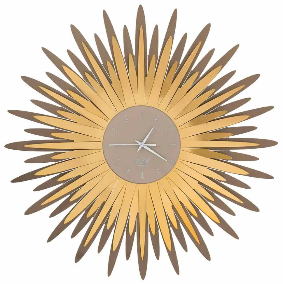 Orologio da Parete Moderno a Forma di Raggiera in Ferro Made in Italy - Fuoco