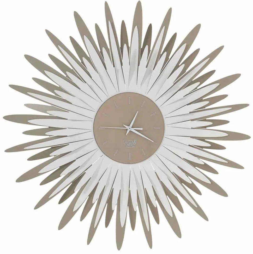 Orologio da Parete Moderno a Forma di Raggiera in Ferro Made in Italy - Fuoco