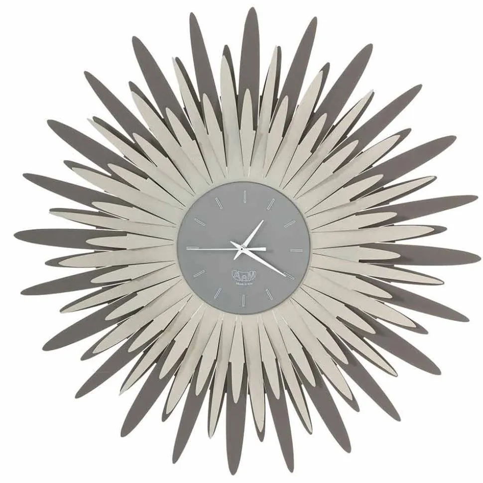 Orologio da Parete Moderno a Forma di Raggiera in Ferro Made in Italy - Fuoco
