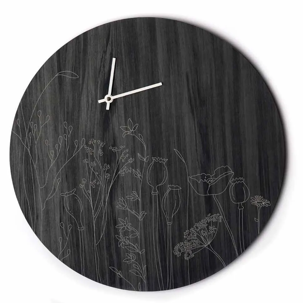 Orologio da Parete Moderno in Legno Design Tondo e Incisione a Laser - Florinto