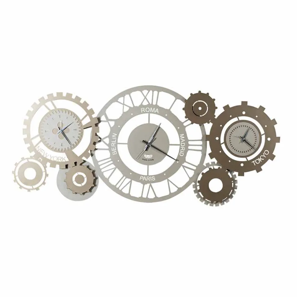 Orologio da Parete Moderno in Ferro con Tre Fusi Made in Italy – Meccanico