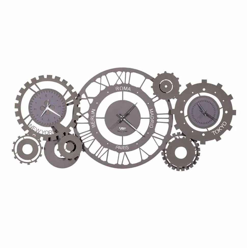 Orologio da Parete Moderno in Ferro con Tre Fusi Made in Italy – Meccanico