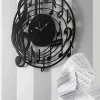 Orologio da Parete Nero Rotondo di Design Moderno in Legno Decorato - Musica