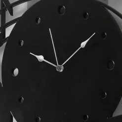 Orologio da Parete Nero Rotondo di Design Moderno in Legno Decorato - Musica