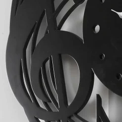 Orologio da Parete Nero Rotondo di Design Moderno in Legno Decorato - Musica