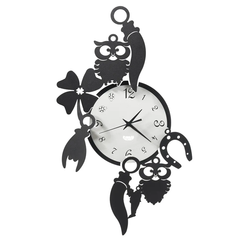 Orologio da Parete Rotondo in Ferro Design con Decori Fortuna - Tibio