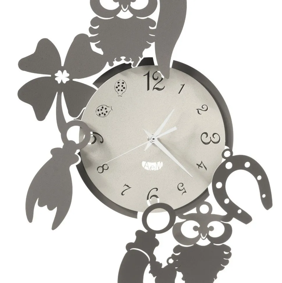 Orologio da Parete Rotondo in Ferro Design con Decori Fortuna - Tibio