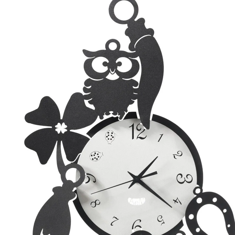 Orologio da Parete Rotondo in Ferro Design con Decori Fortuna - Tibio