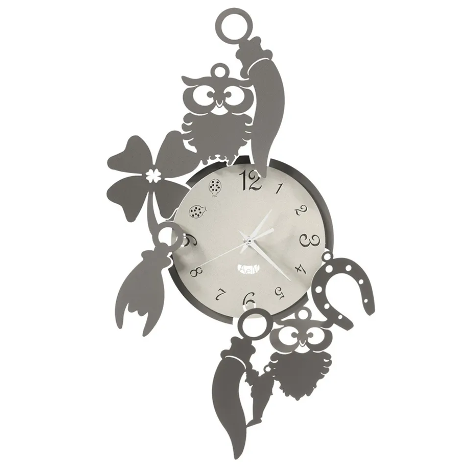 Orologio da Parete Rotondo in Ferro Design con Decori Fortuna - Tibio