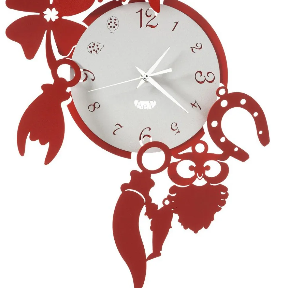 Orologio da Parete Rotondo in Ferro Design con Decori Fortuna - Tibio