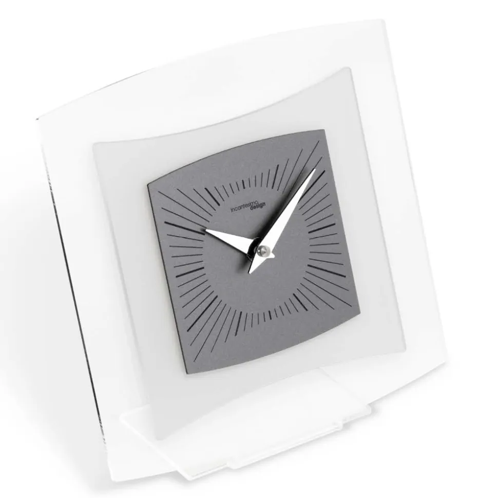 Orologio da Tavolo in Metacrilato Trasparente e Bisatinato Made in Italy - Glad