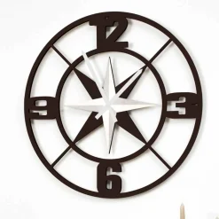 Orologio Grande a Parete Design in Legno Bianco e Marrone Shabby - Cardine
