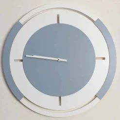 Orologio Grande a Parete di Design Classico Tondo in Legno Bianco e Avio - Beppe
