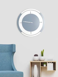 Orologio Grande a Parete di Design Classico Tondo in Legno Bianco e Avio - Beppe