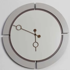 Orologio Grande da Parete Design Tondo Moderno in Legno Marrone e Beige - Osvego