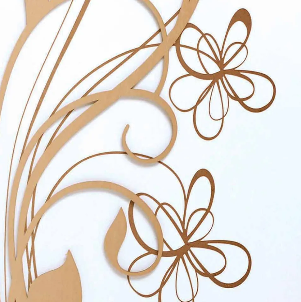 Orologio Grande da Parete Design Quadrato in Legno Bianco con Fiore - Florello
