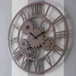 Orologio in Legno a Parete Grande e Rotondo di Design Shabby Colorato - Meccanio