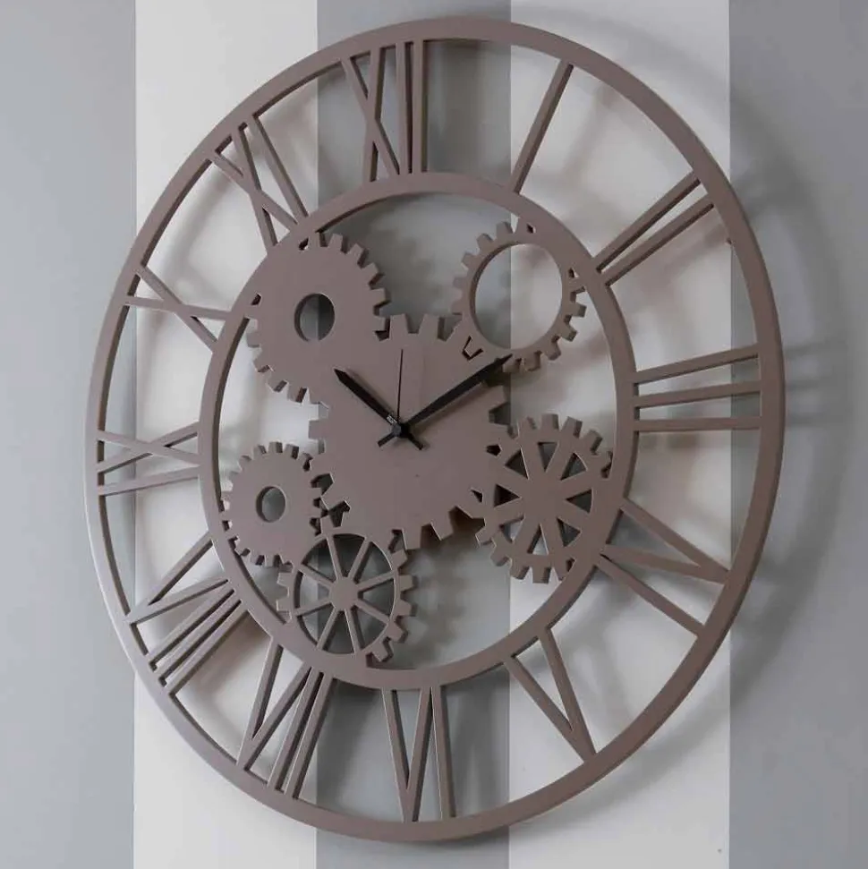 Orologio in Legno a Parete Grande e Rotondo di Design Shabby Colorato - Meccanio