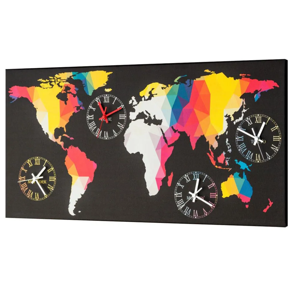 Orologio moderno da parete con 4 fusi orari Ryder, fatto in Italia