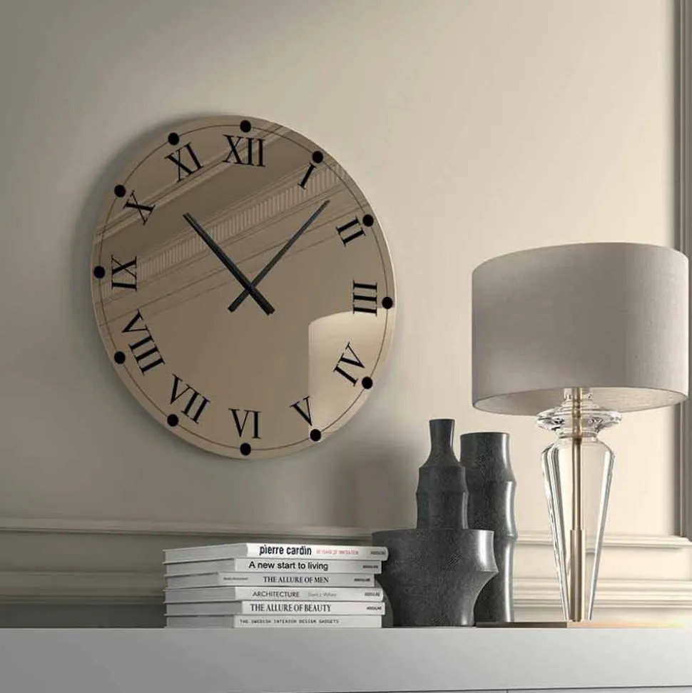 Orologio Rotondo da Parete in Cristallo Specchiato Made in Italy - Ingranaggio