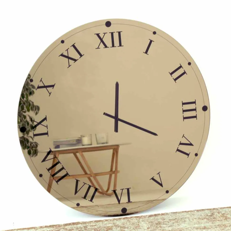 Orologio Rotondo da Parete in Cristallo Specchiato Made in Italy - Ingranaggio