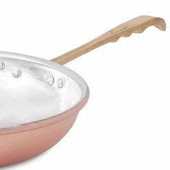 Padella Tonda in Rame Stagnato a Mano con Manico e Coperchio 20 cm - Gianluigi