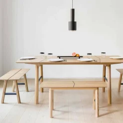Panca di Design Moderno in Legno di Frassino con Seduta Impiallacciata - Andria