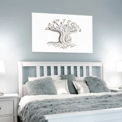 Pannello Bianco Inciso a Laser con Albero e Famiglia Made in Italy - Helga