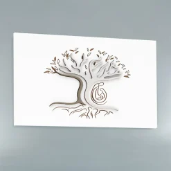 Pannello Bianco Inciso a Laser con Albero e Famiglia Made in Italy - Helga
