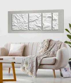 Pannello Decorativo a Parete Design Moderno Ceramica Bianco e Grigio - Giappoko
