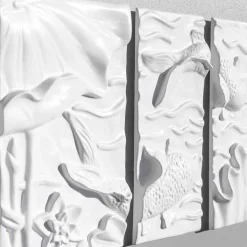 Pannello Decorativo a Parete Design Moderno Ceramica Bianco e Grigio - Giappoko