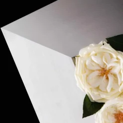 Pannello Decorativo da Parete in Metallo e Rose Bianche Made in Italy - Rosina