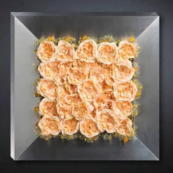 Pannello Decorativo Parete in Metallo e Rose Artificiali Made in Italy - Rosetta