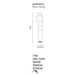 Piantana a LED in Metallo Verniciato Oro o Argento di Design - Formale