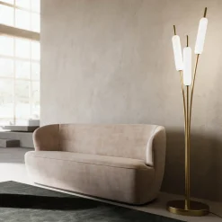 Piantana a 3 Luci in Ottone e Vetro Design Moderno Elegante - Typha by Il Fanale