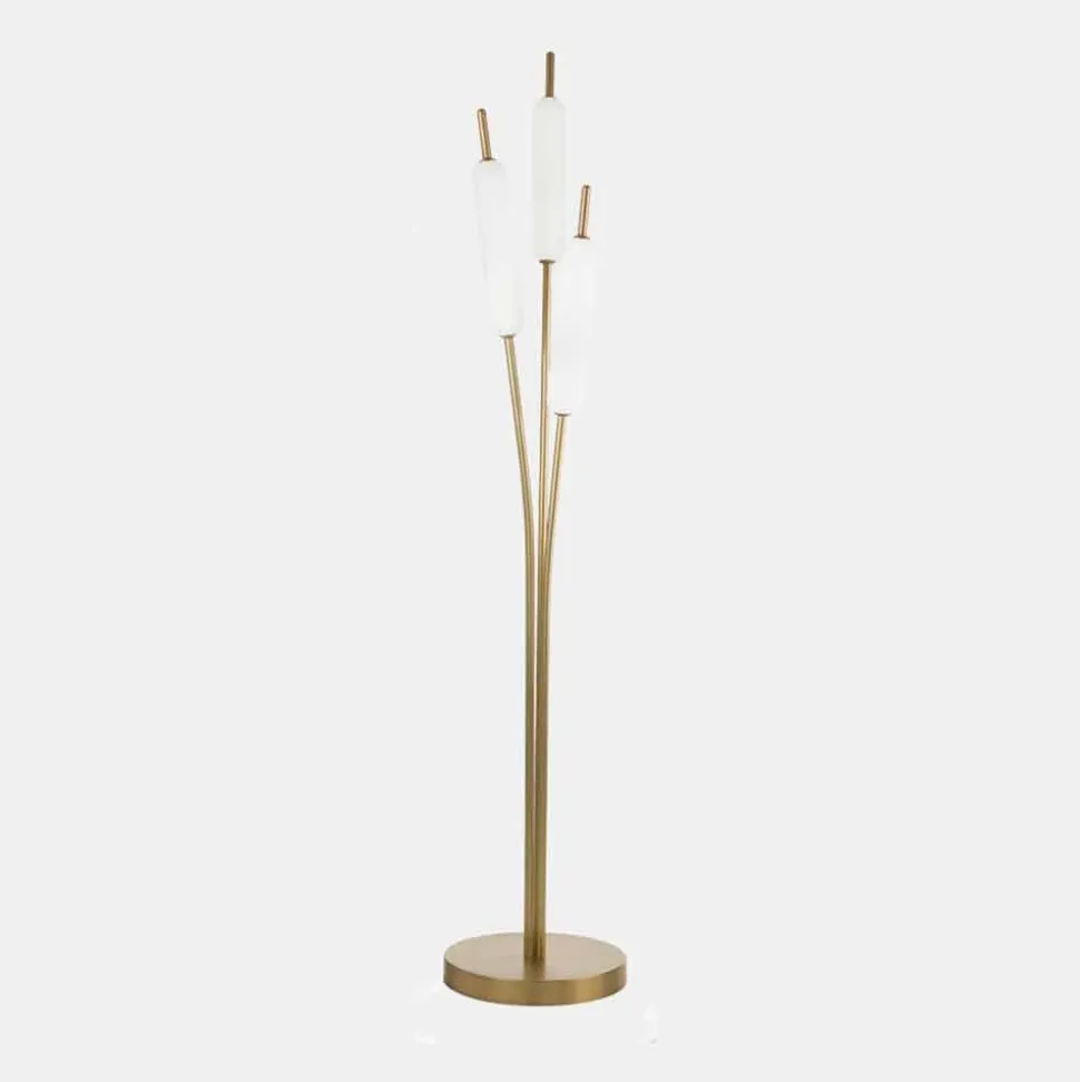 Piantana a 3 Luci in Ottone e Vetro Design Moderno Elegante - Typha by Il Fanale
