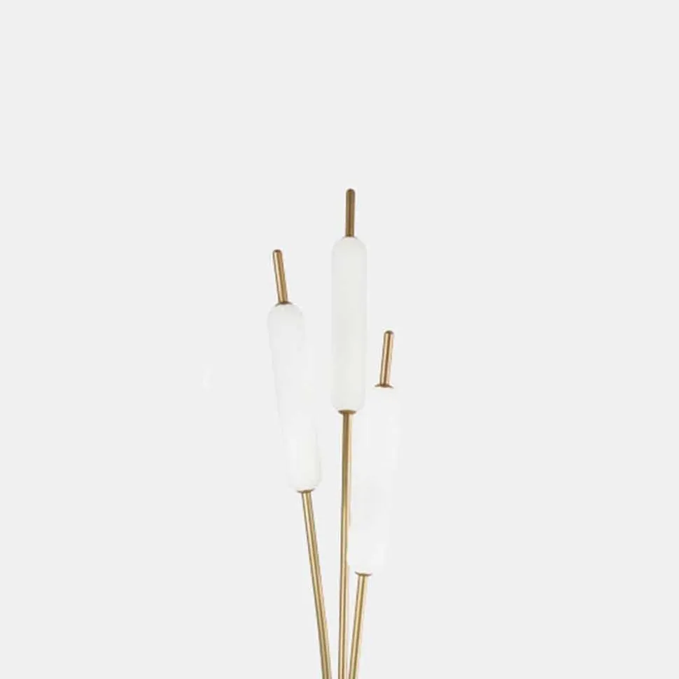 Piantana a 3 Luci in Ottone e Vetro Design Moderno Elegante - Typha by Il Fanale