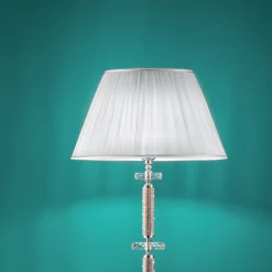 Piantana Design Classico in Metallo Cromo, Cristallo e Brillanti - Similo