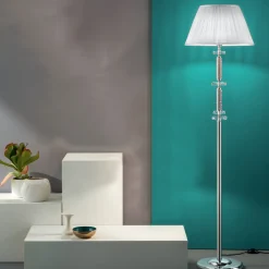 Piantana Design Classico in Metallo Cromo, Cristallo e Brillanti - Similo