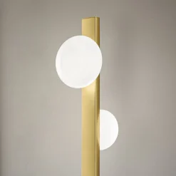Piantana in Alluminio e Luce in Vetro Soffiato Bianco - Alma