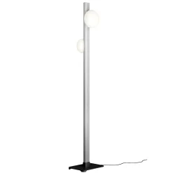 Piantana in Alluminio e Luce in Vetro Soffiato Bianco - Alma