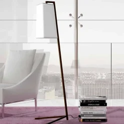 Piantana in Metallo con Paralume in Cotone Bianco Moderna Made in Italy - Barton