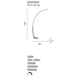 Piantana Moderna a LED Dimmerabile in Metallo Nero, Oro o Bianco - Gondola