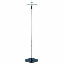 Piantana Moderna con Struttura Cromata e Piatto in Vetro Made in Italy - Saturno