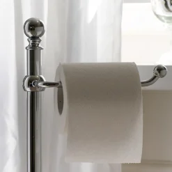 Piantana Terra Vintage con Portacarta e Portascopino in Ottone e Ceramica – Caen