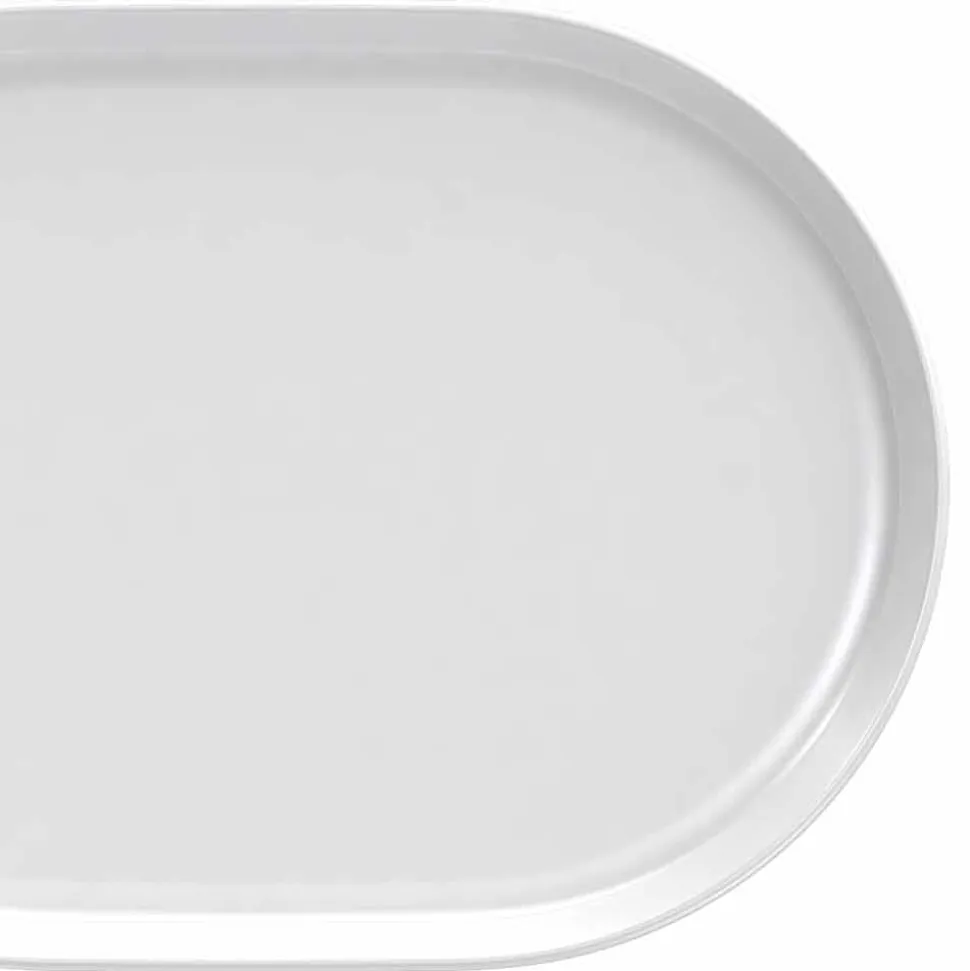 Piatti da Servizio Bianchi Ovali Design Moderno in Porcellana 4 Pezzi - Artico