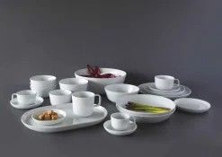 Piatti da Servizio Bianchi Ovali Design Moderno in Porcellana 4 Pezzi - Artico